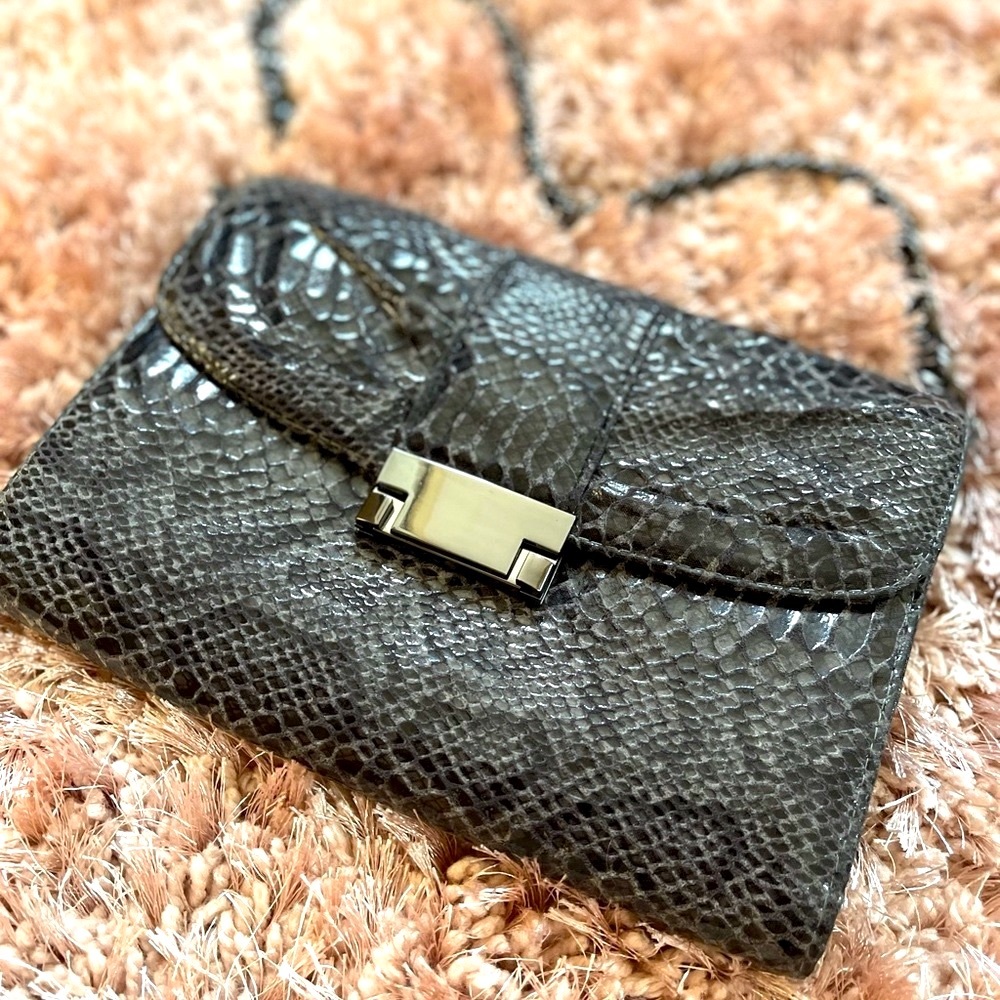 Jessica McClintock Metallic Faux Snakeskin Clutch/Shoulder Bag
